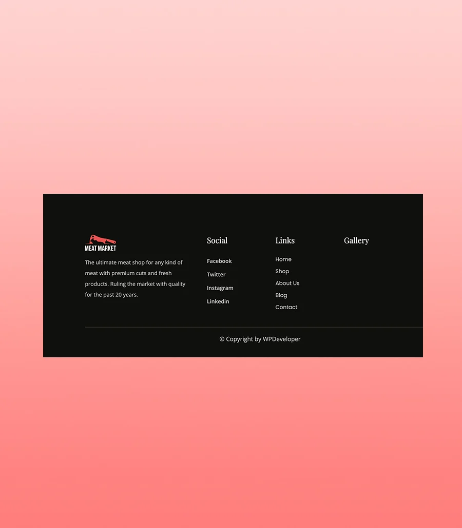 Meat Market Footer Section For Gutenberg