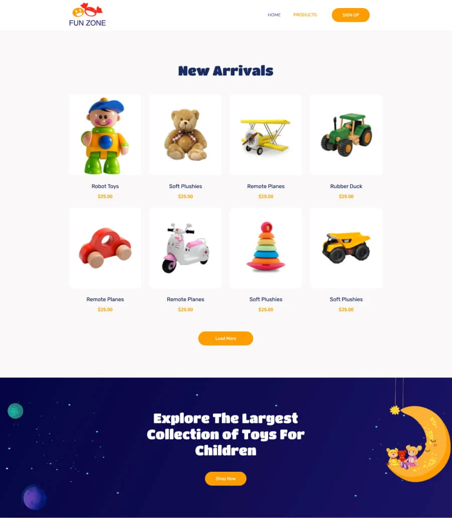 Fun Zone Products Page For Gutenberg