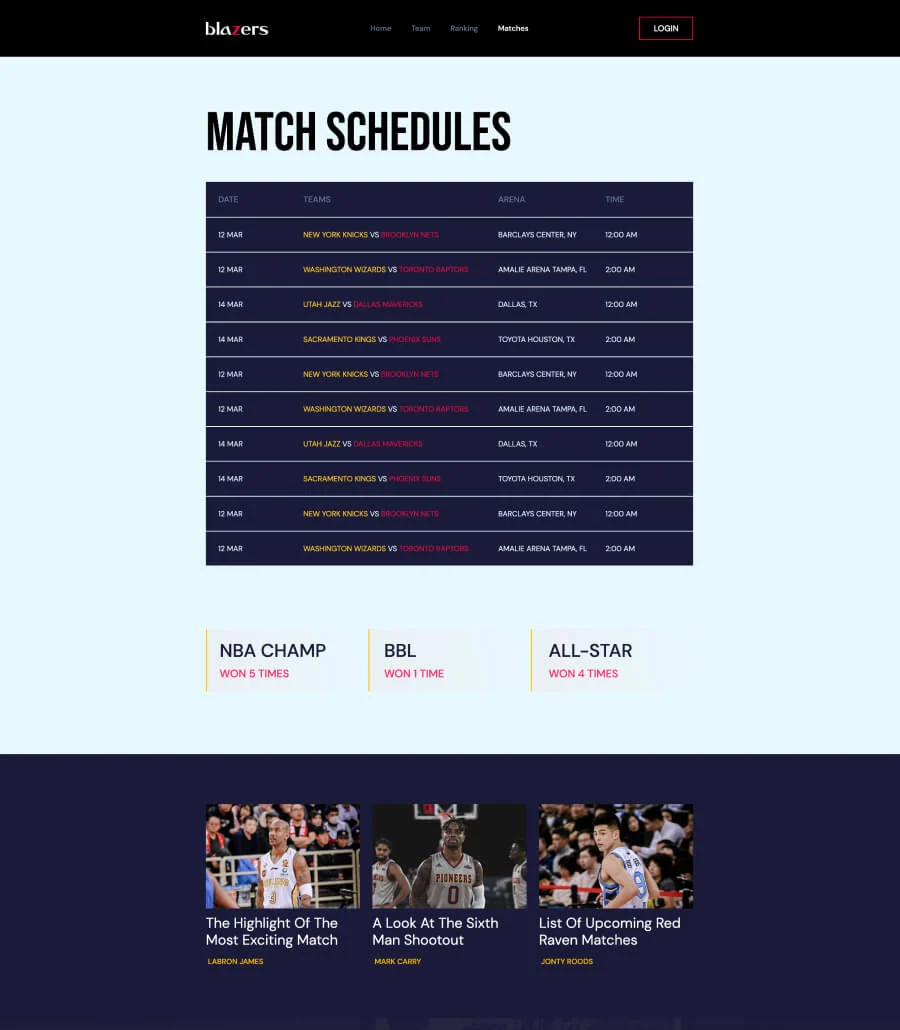 Blazers Matches For Gutenberg