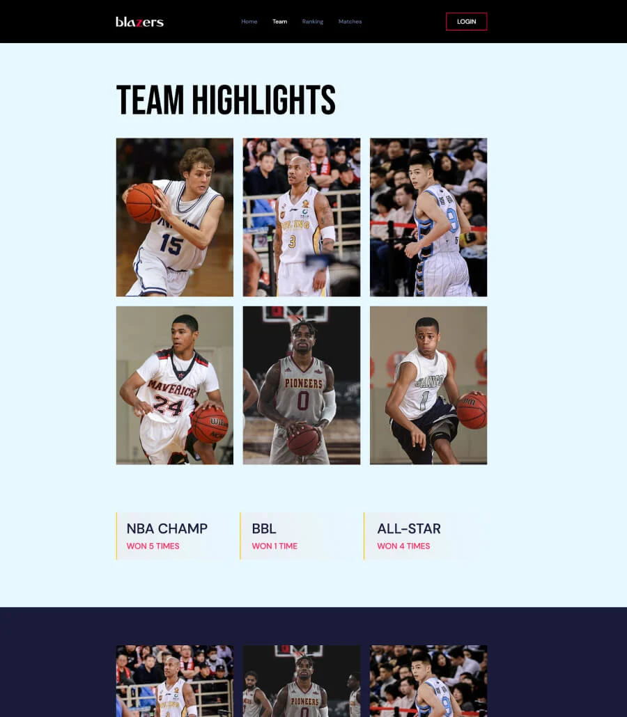 Blazers Team Page For Gutenberg