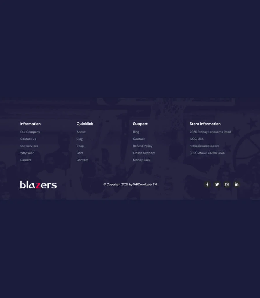 Blazers Footer Section For Gutenberg