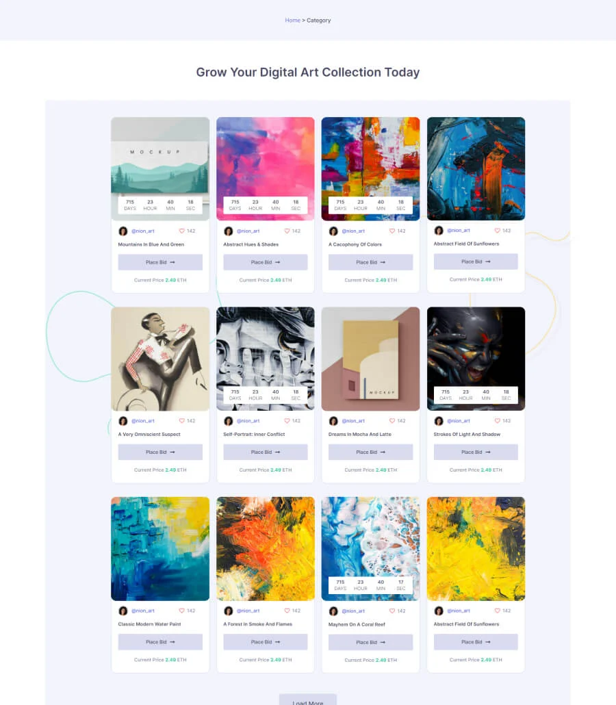 NFTGallery Category Page For Gutenberg