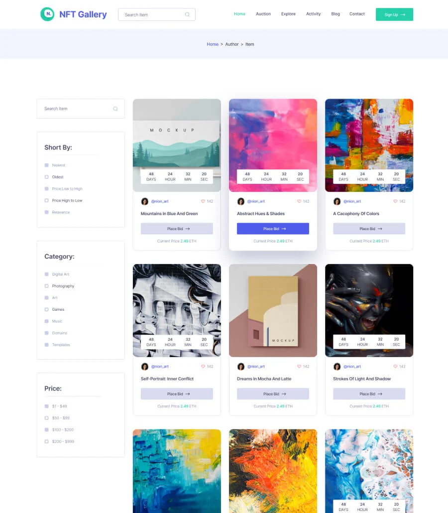 NFTGallery Browse Page
