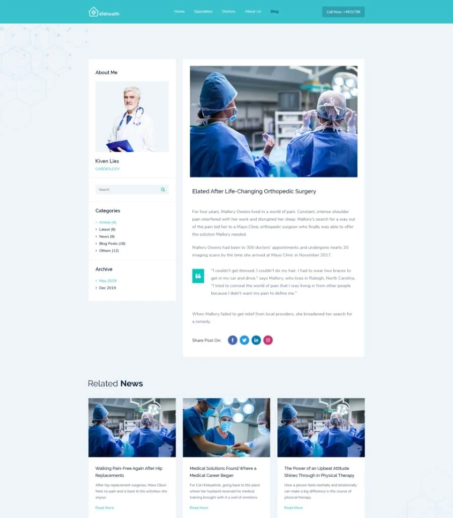 EleHealth Website Template Blog Details