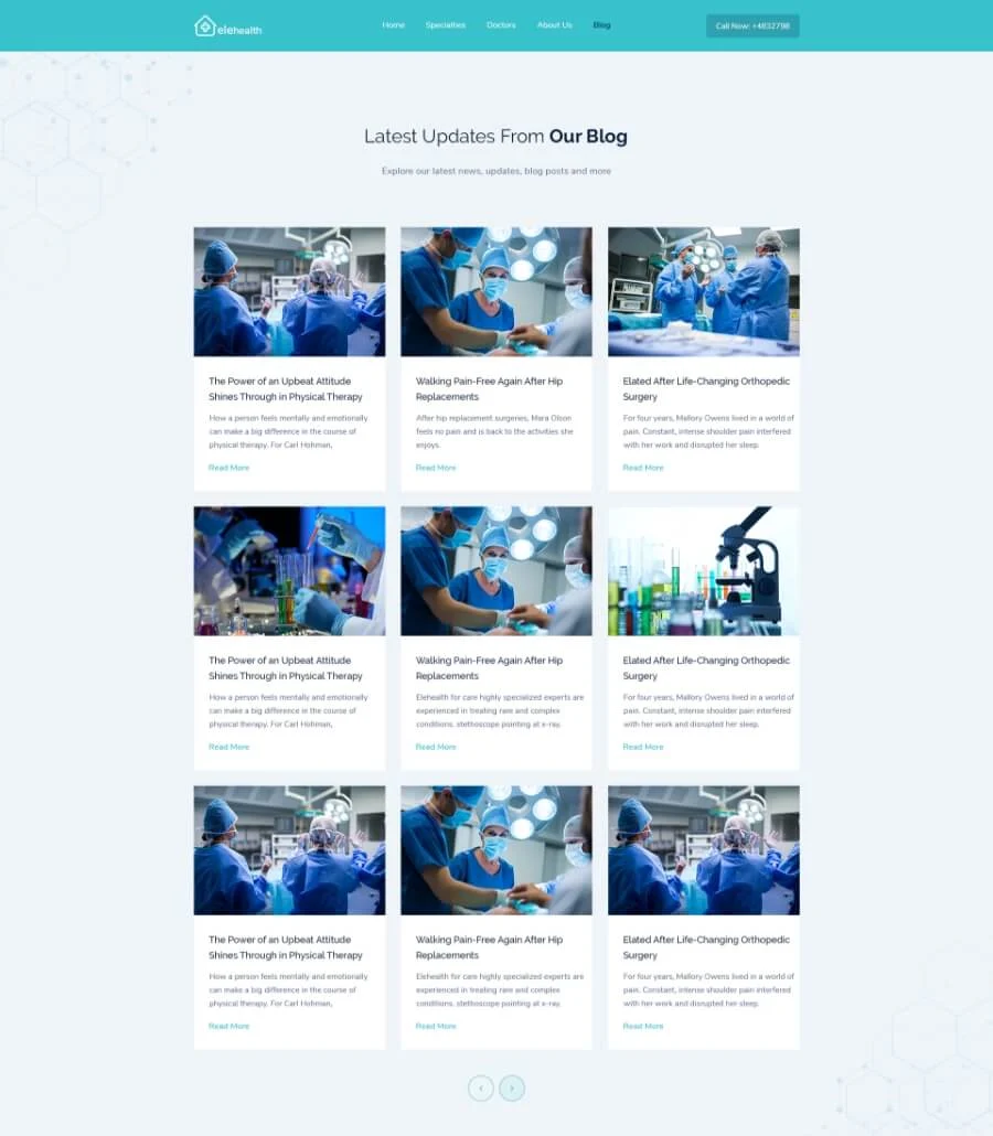 EleHealth Website Template Blog Page