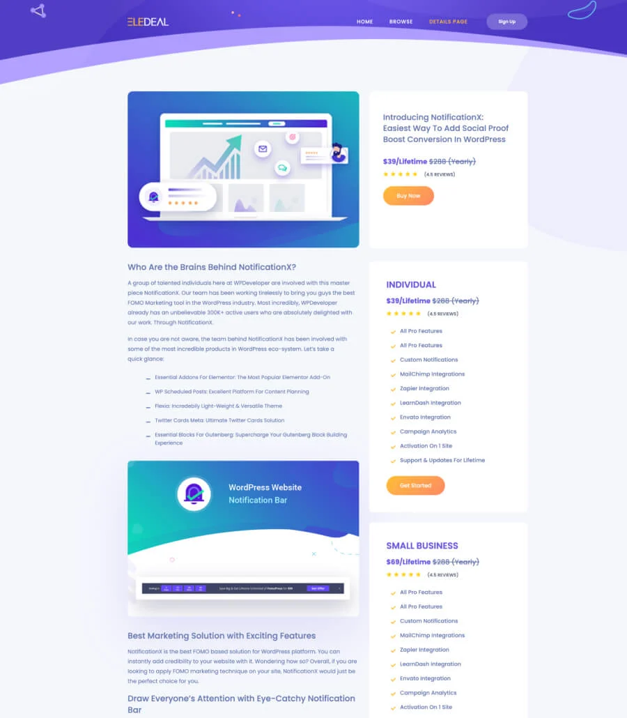 Eledeals Details Page For Gutenberg