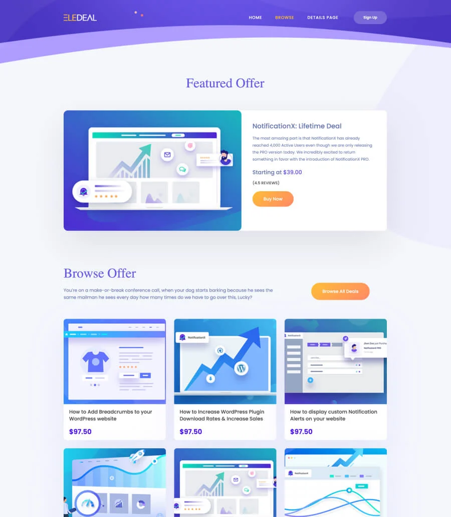 EleDeals Browse Page For Gutenberg