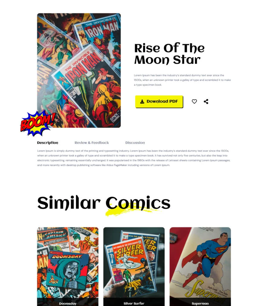漫画动画Gutenberg网站模板_一键导入快速建站插图3-WP资源海 Zoomics Comics Details Page For Gutenberg