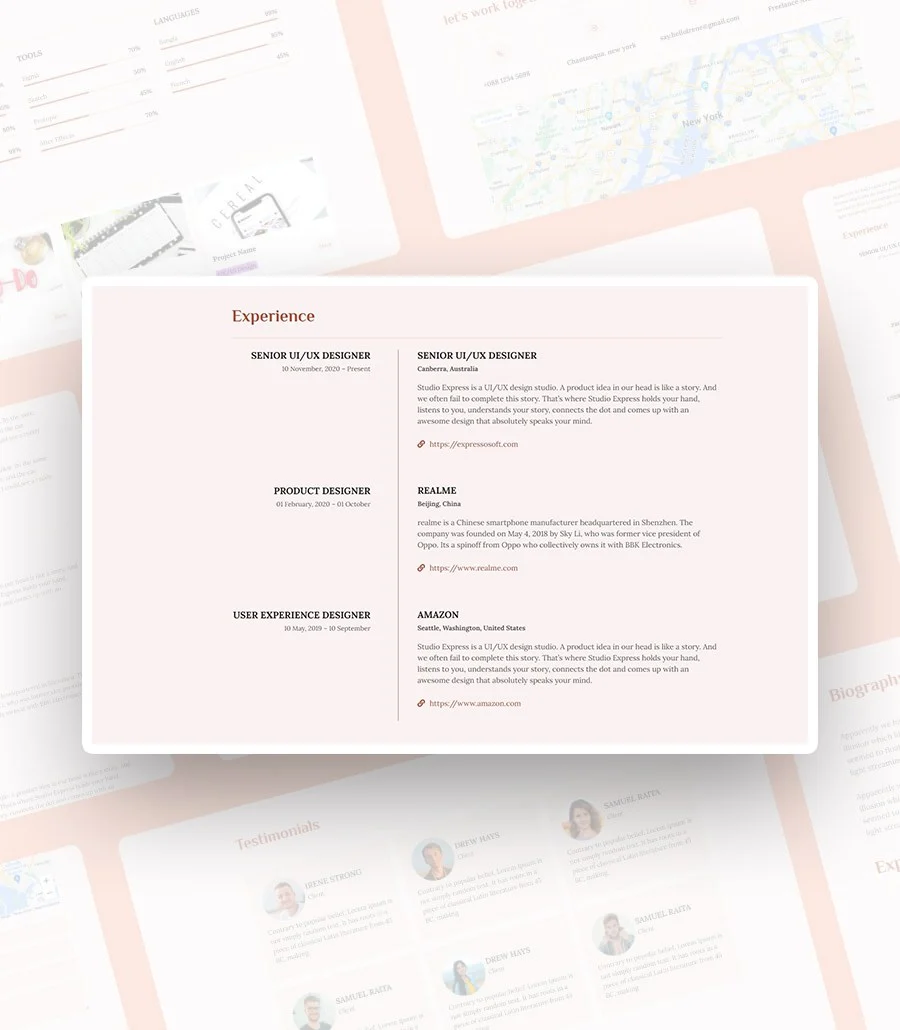 CV Yoda Experience Section For Gutenberg