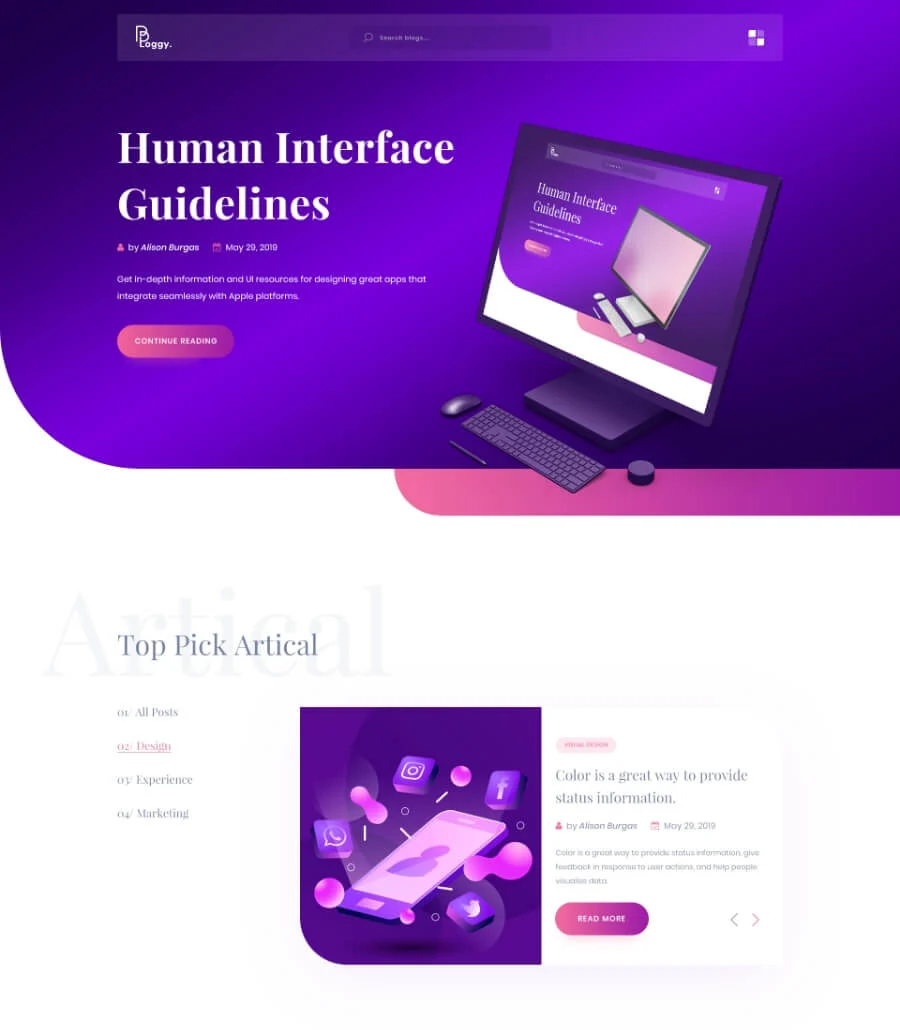 BlogDrip Colorful Blog Template Homepage