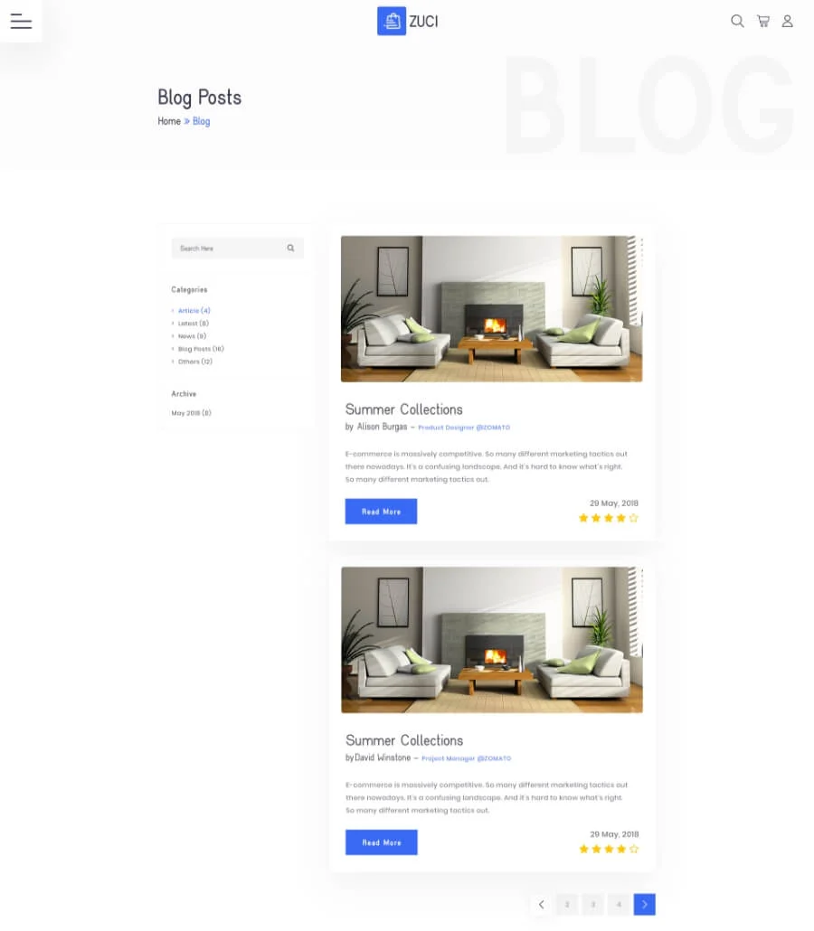 EleCommerce E-commerce Blog Page