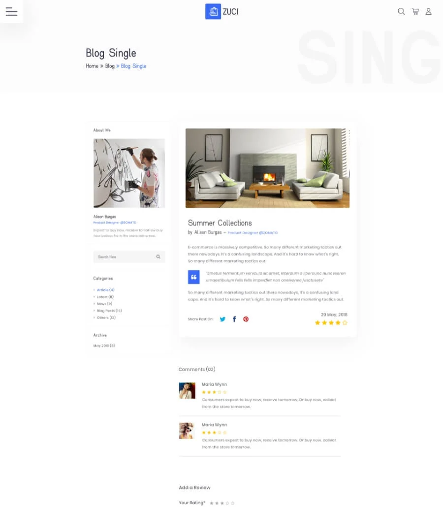 EleCommerce E-commerce Blog Details Page