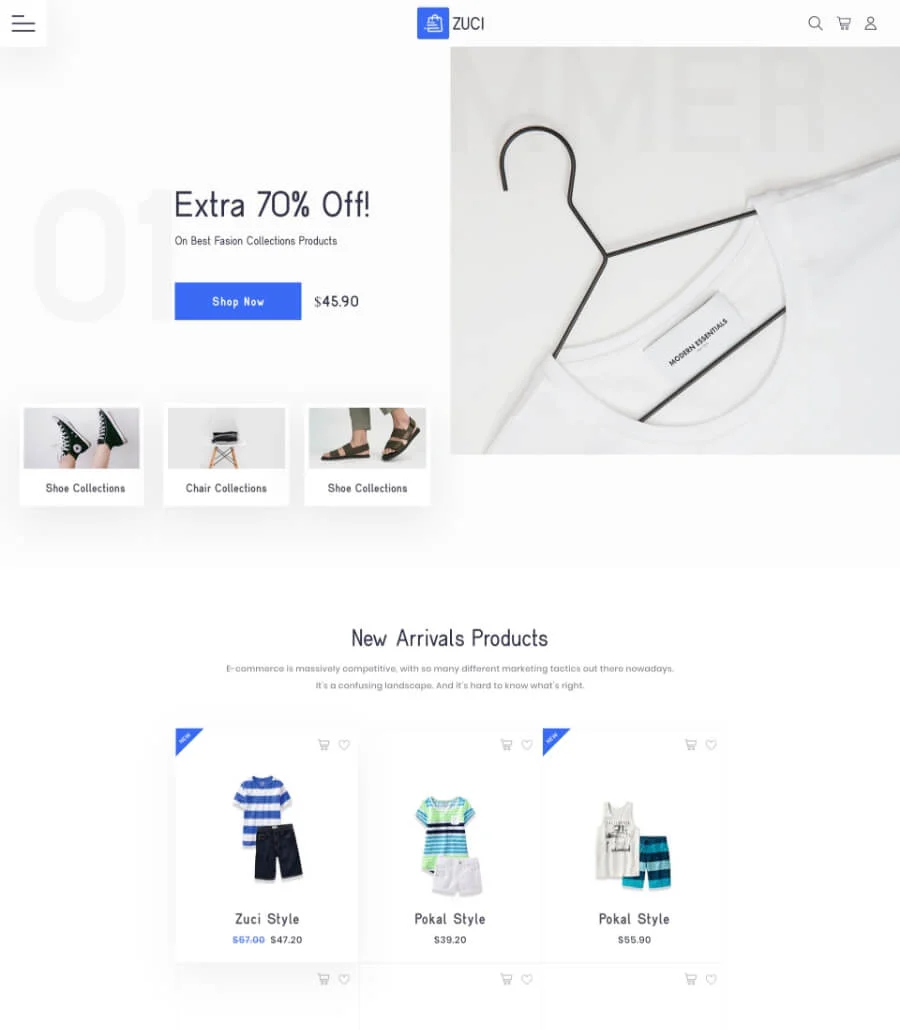 EleCommerce E-commerce Header Section