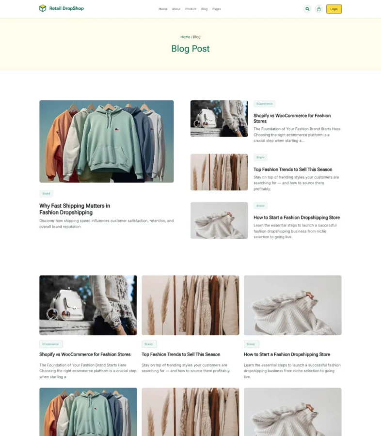 Retail DropShop Blog page