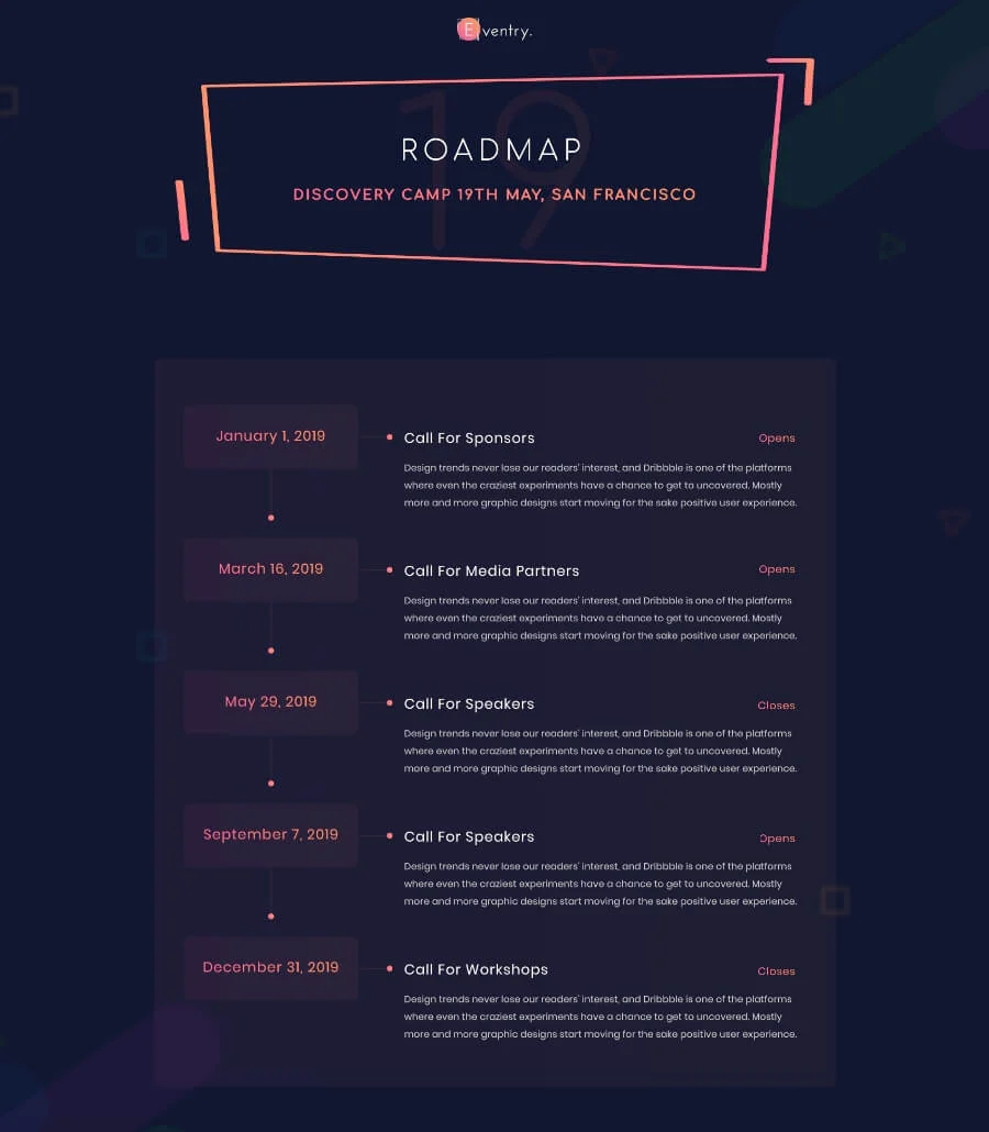 EventGree Event Template Timeline