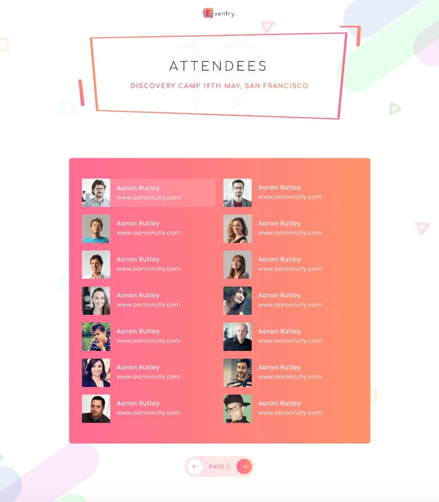 EventGree Event Template Attendees Lite