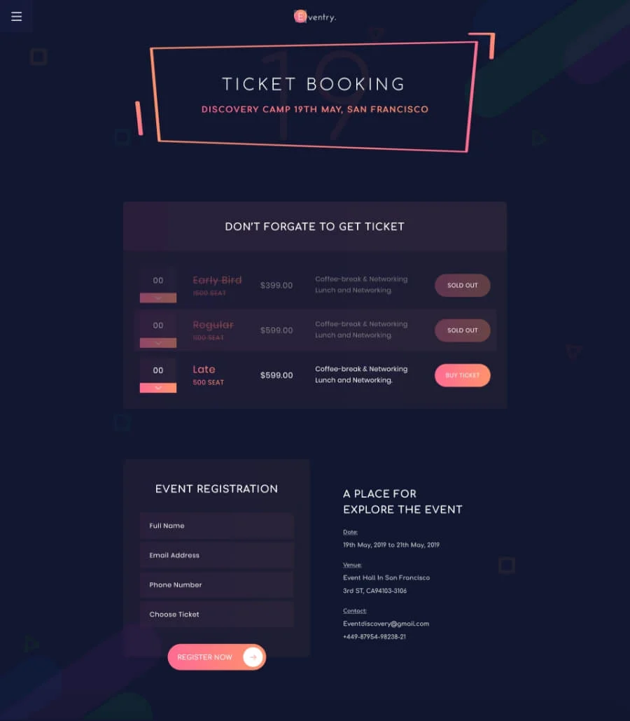 EventGree Event Template Ticket Booking