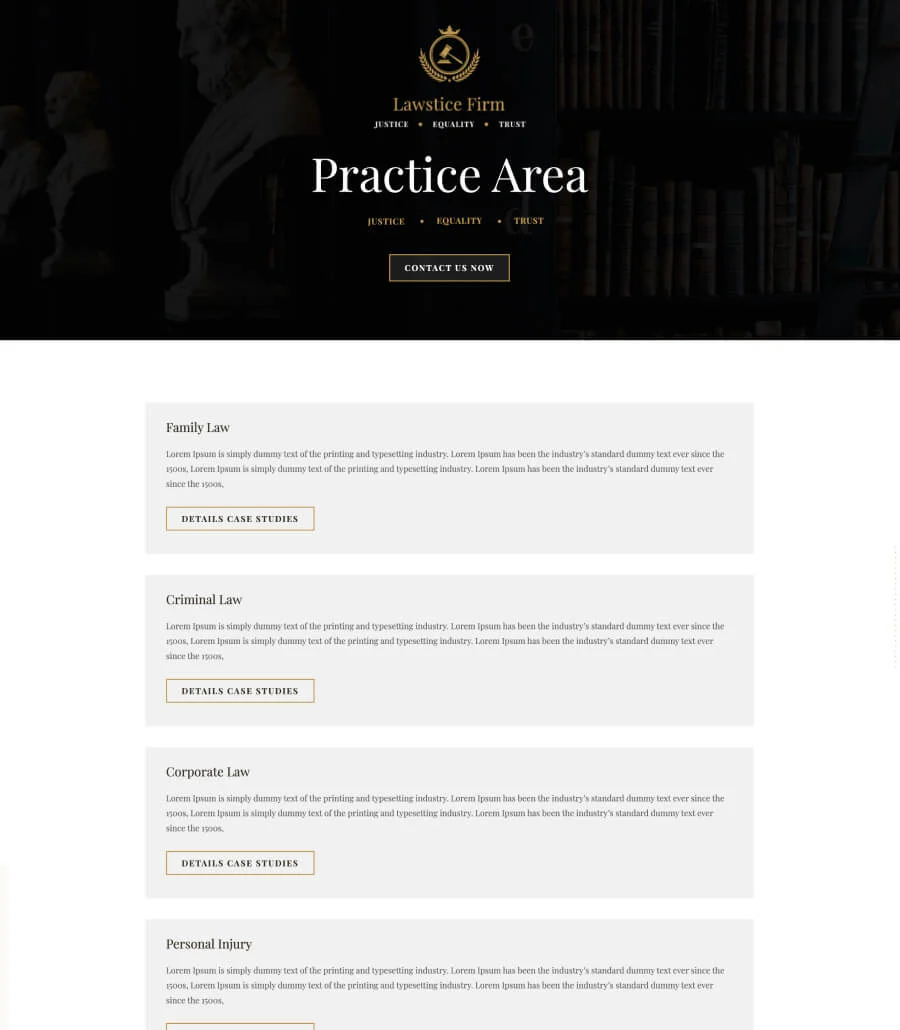 律师事务所Gutenberg网站模板_一键导入快速建站插图4-WP资源海 Lawstice Practice Area Page For Gutenberg