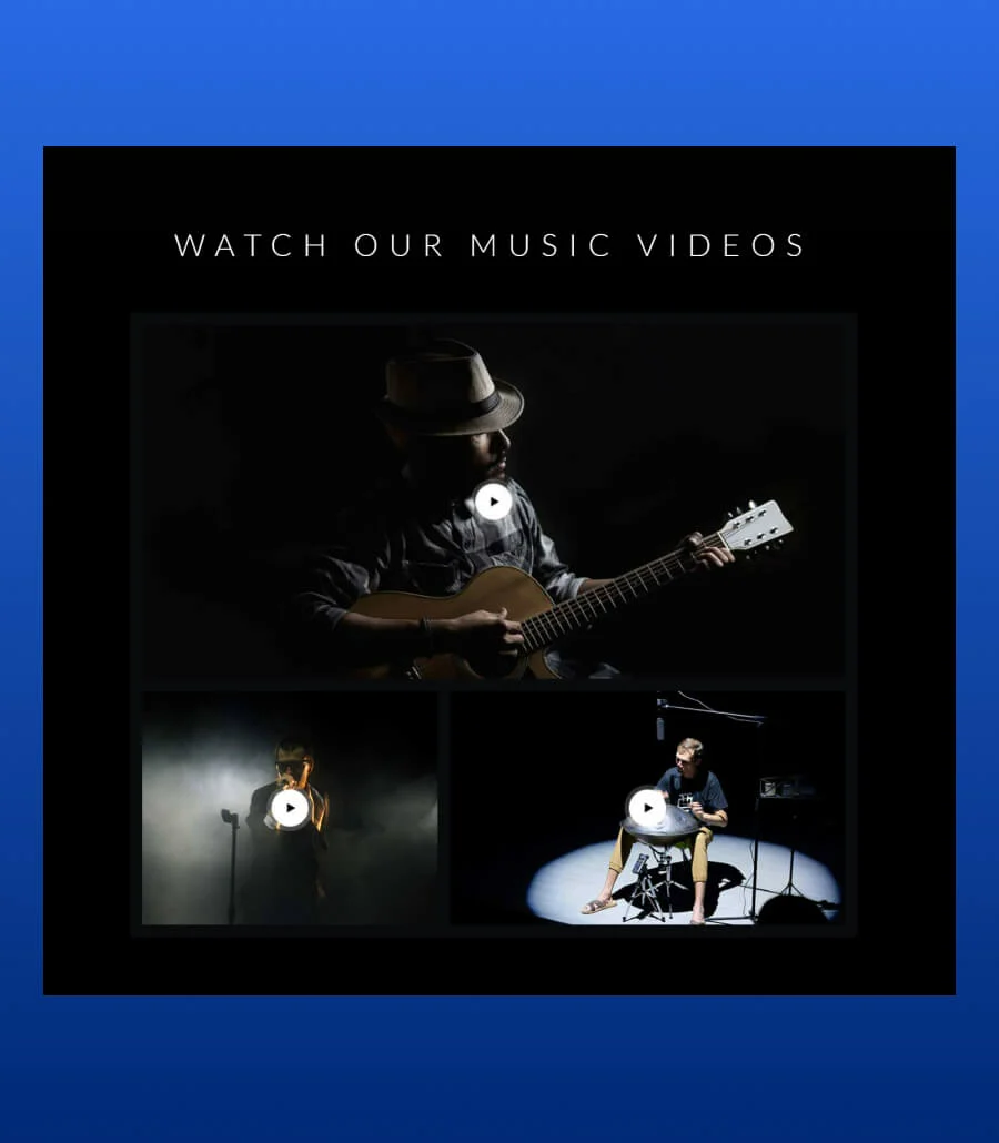 音乐人个人主页Gutenberg网站模板_一键导入快速建站插图6-WP资源海 EleMusic Videos Section For Gutenberg