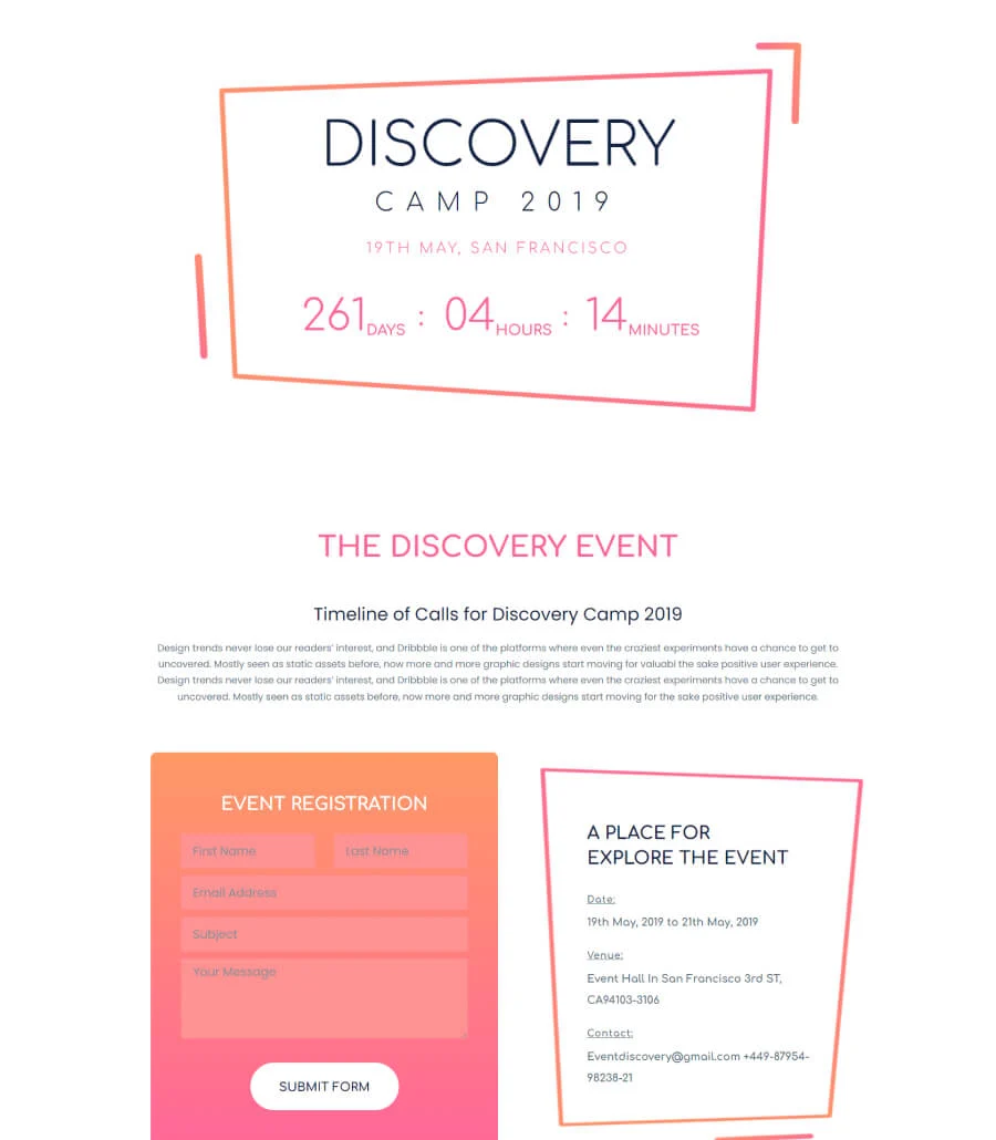 EventGree Home Page Lite For Gutenberg