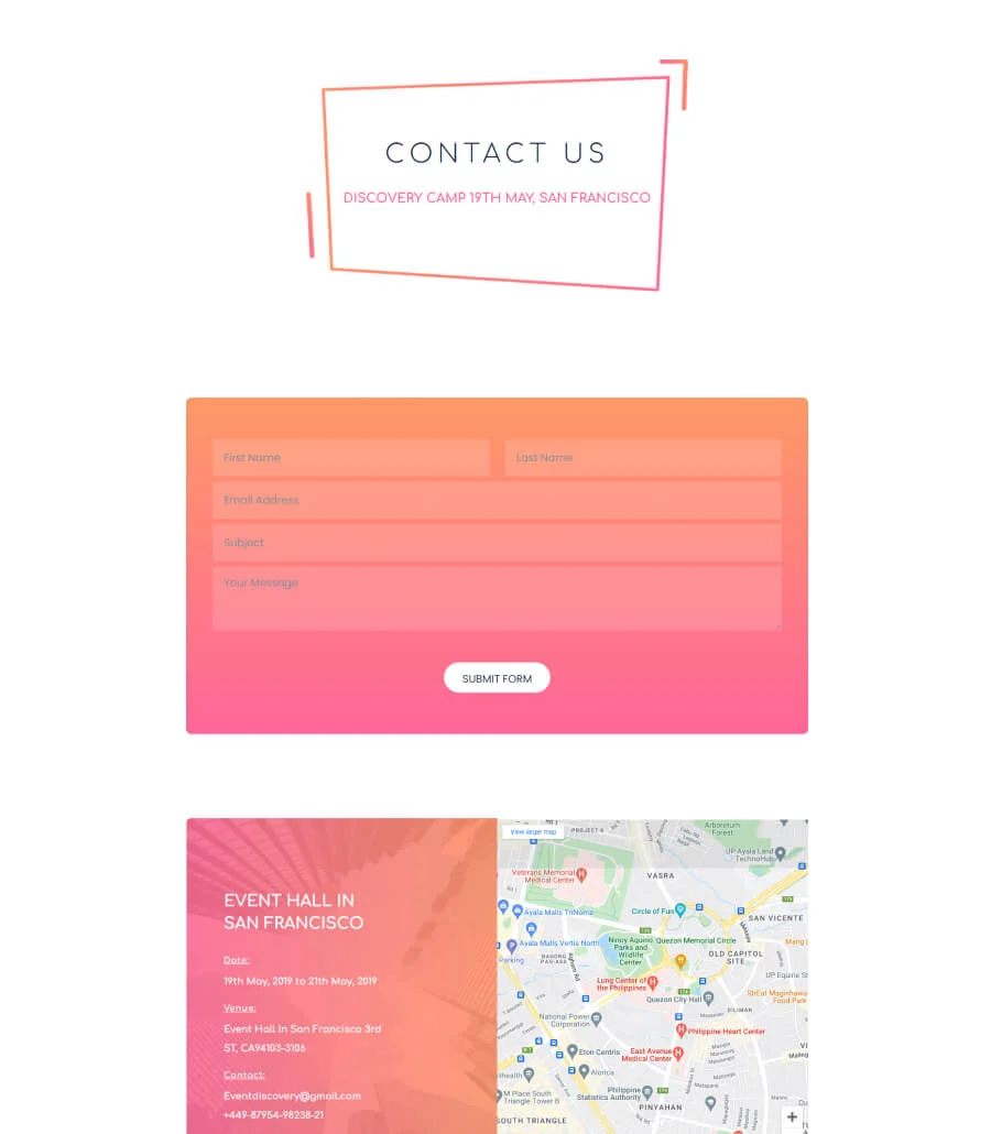 EventGree Contact Page Lite For Gutenberg