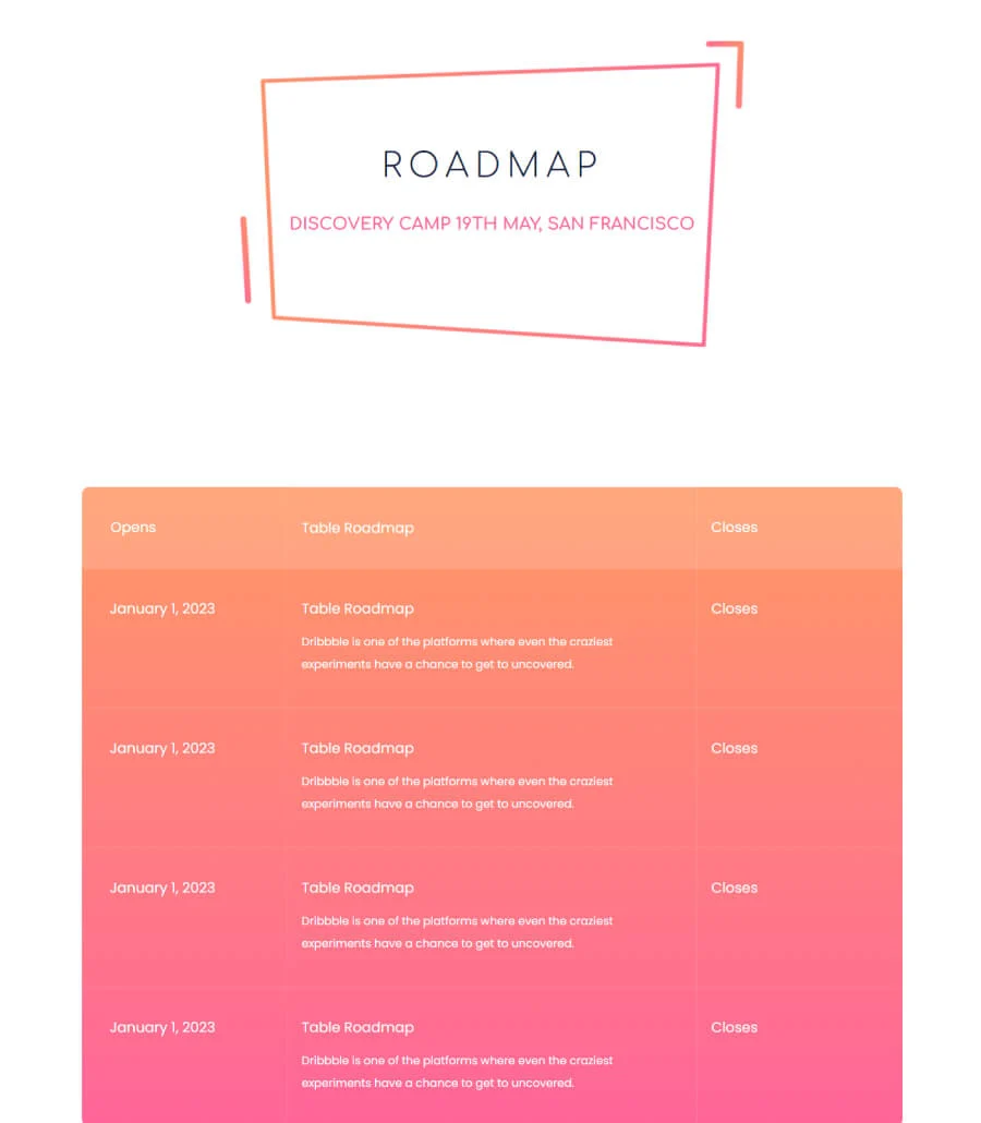 EventGree Roadmap Page Lite For Gutenberg