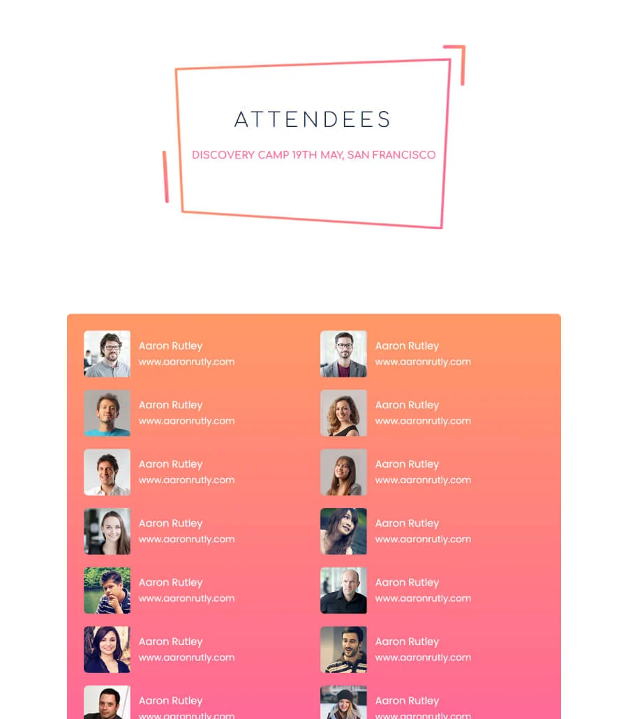 EventGree Attendees Page Lite For Gutenberg