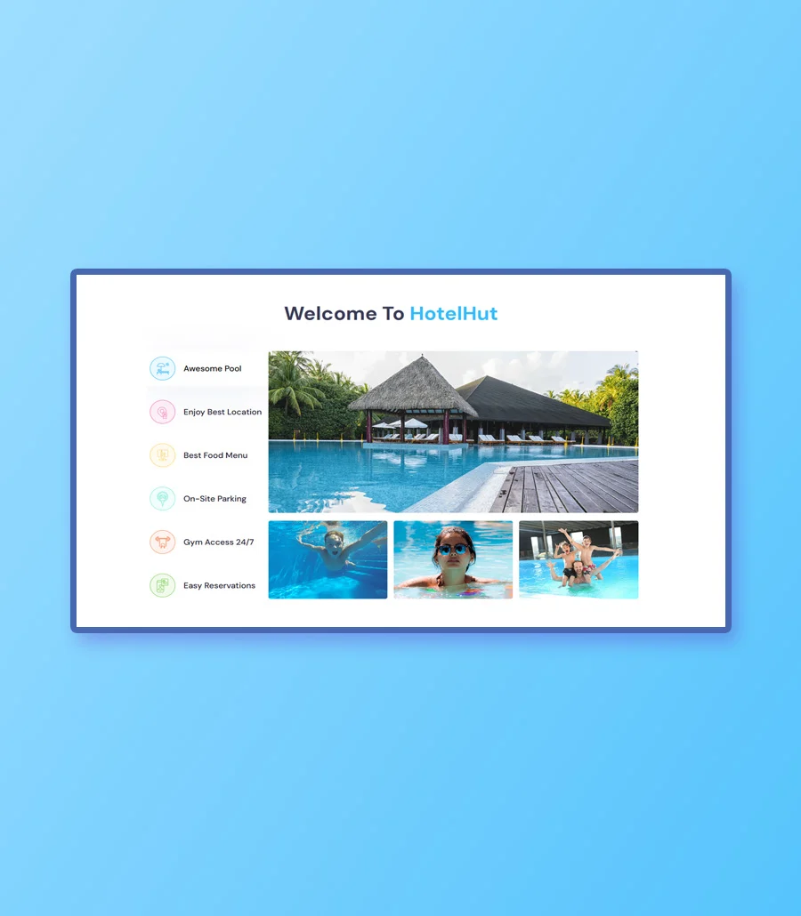 酒店预订Gutenberg网站模板_一键导入快速建站插图8-WP资源海 HotelHut Facilities Tab Section For Gutenberg