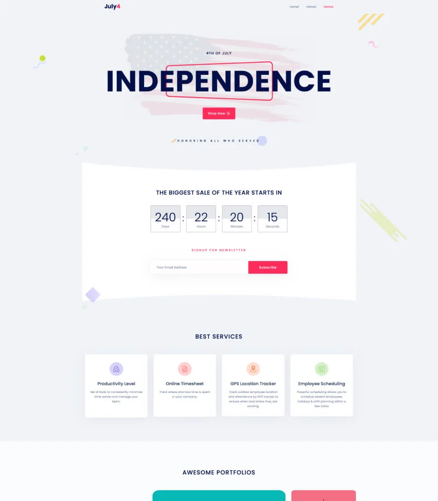 登陆页Gutenberg网站模板_一键导入快速建站插图3-WP资源海 July4 Services Agency Landing Page For Gutenberg