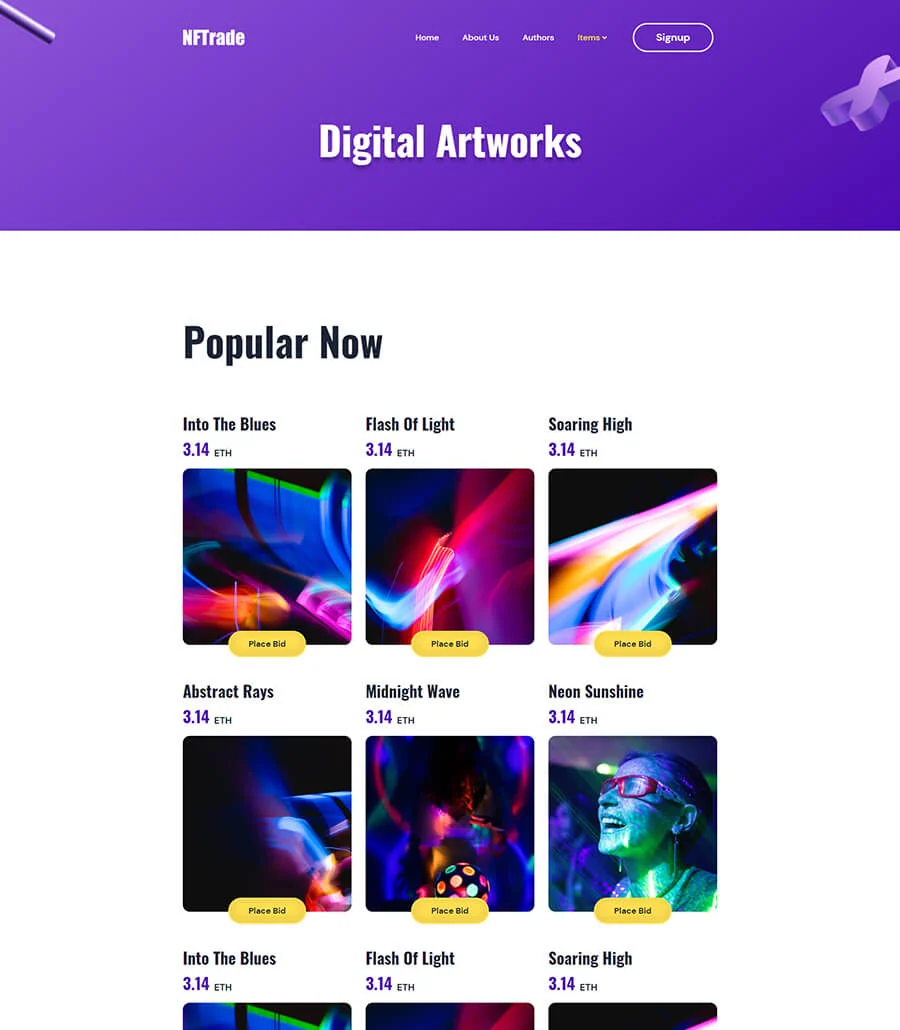 NFTrade Items Page
