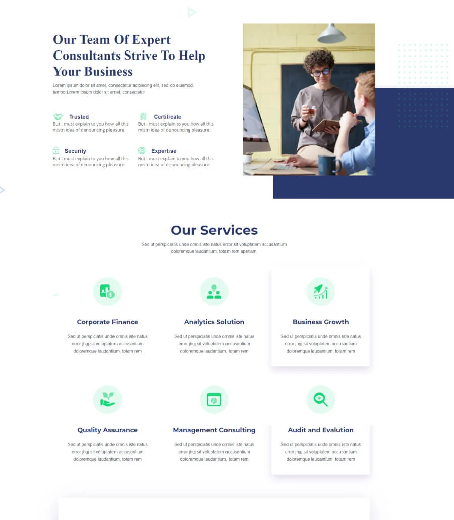 商业咨询Gutenberg网站模板_一键导入快速建站插图7-WP资源海 BusinessCube Services Page For Gutenberg