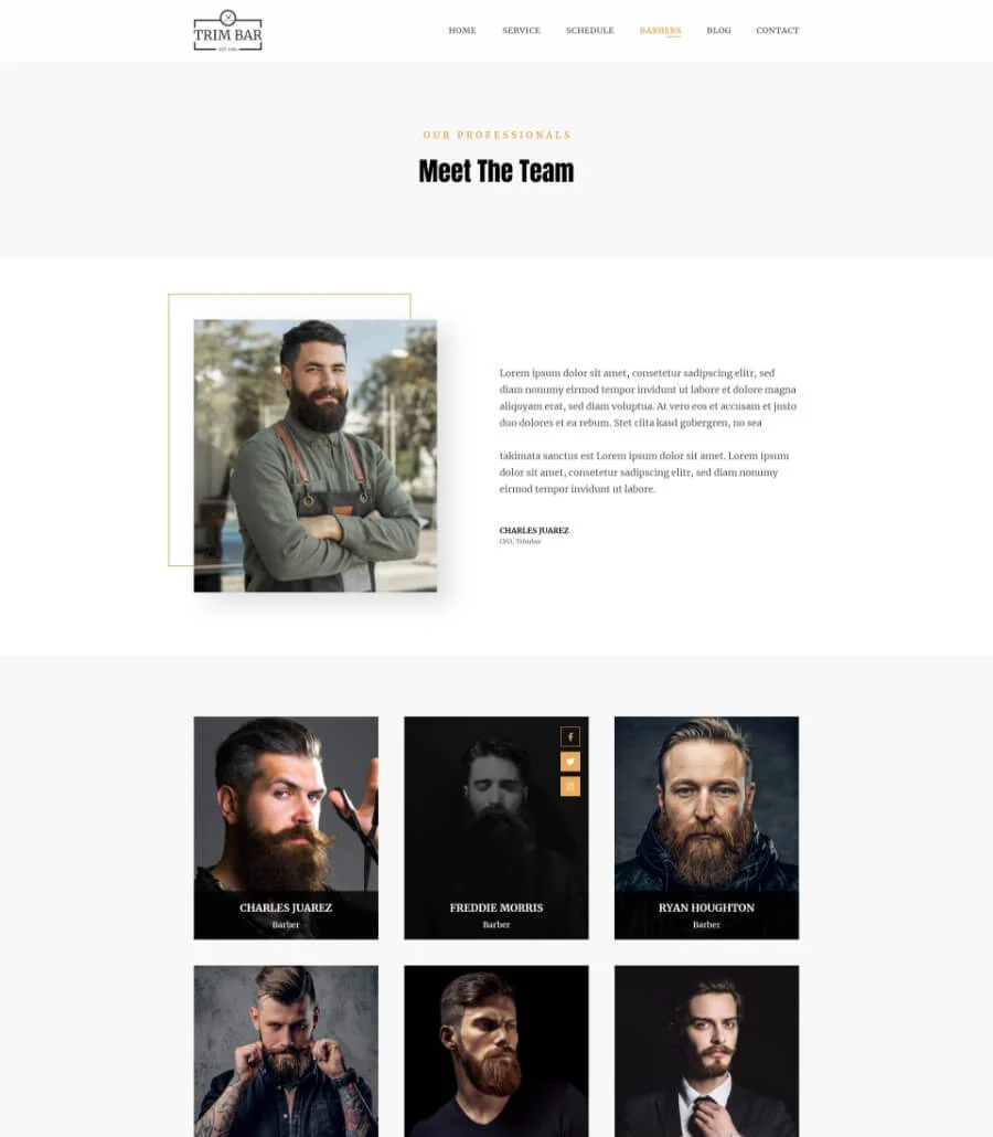 理发店Elementor网站模板_一键导入快速建站插图7-WP资源海 Trim Bar Barber Page