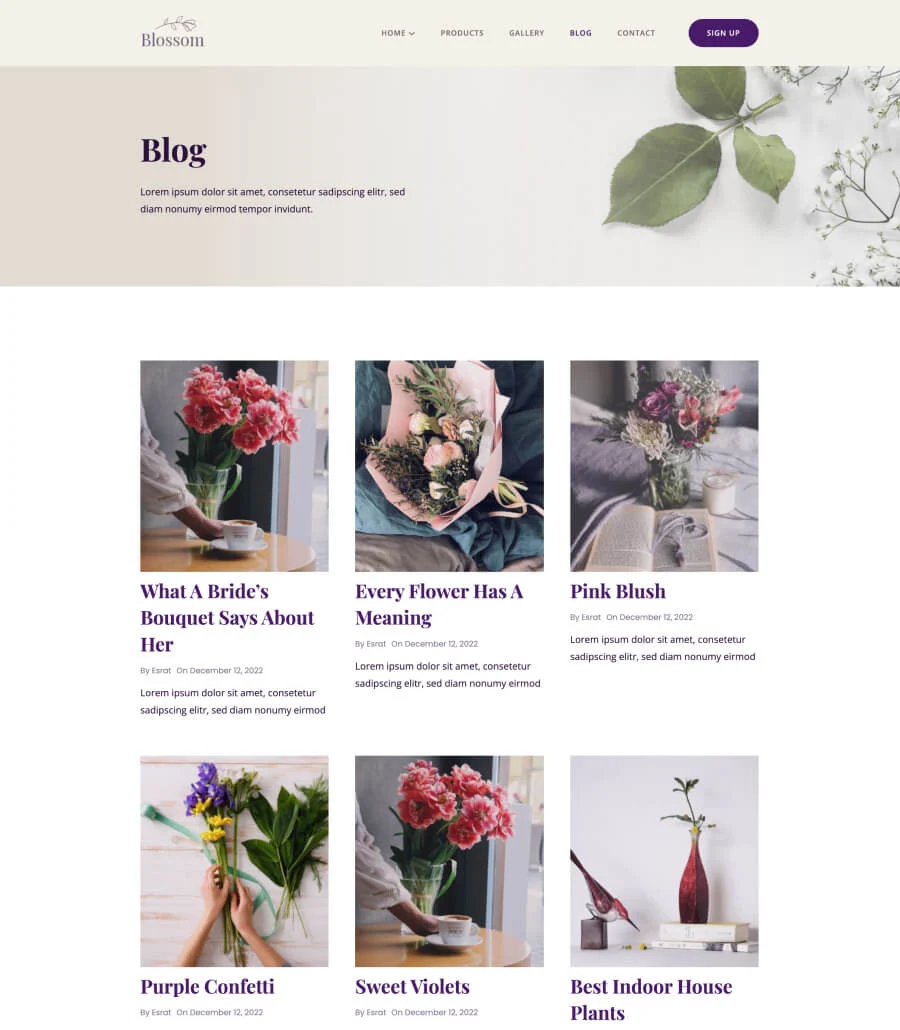 花店Gutenberg网站模板_一键导入快速建站插图4-WP资源海 Blossom Blog Page For Gutenberg