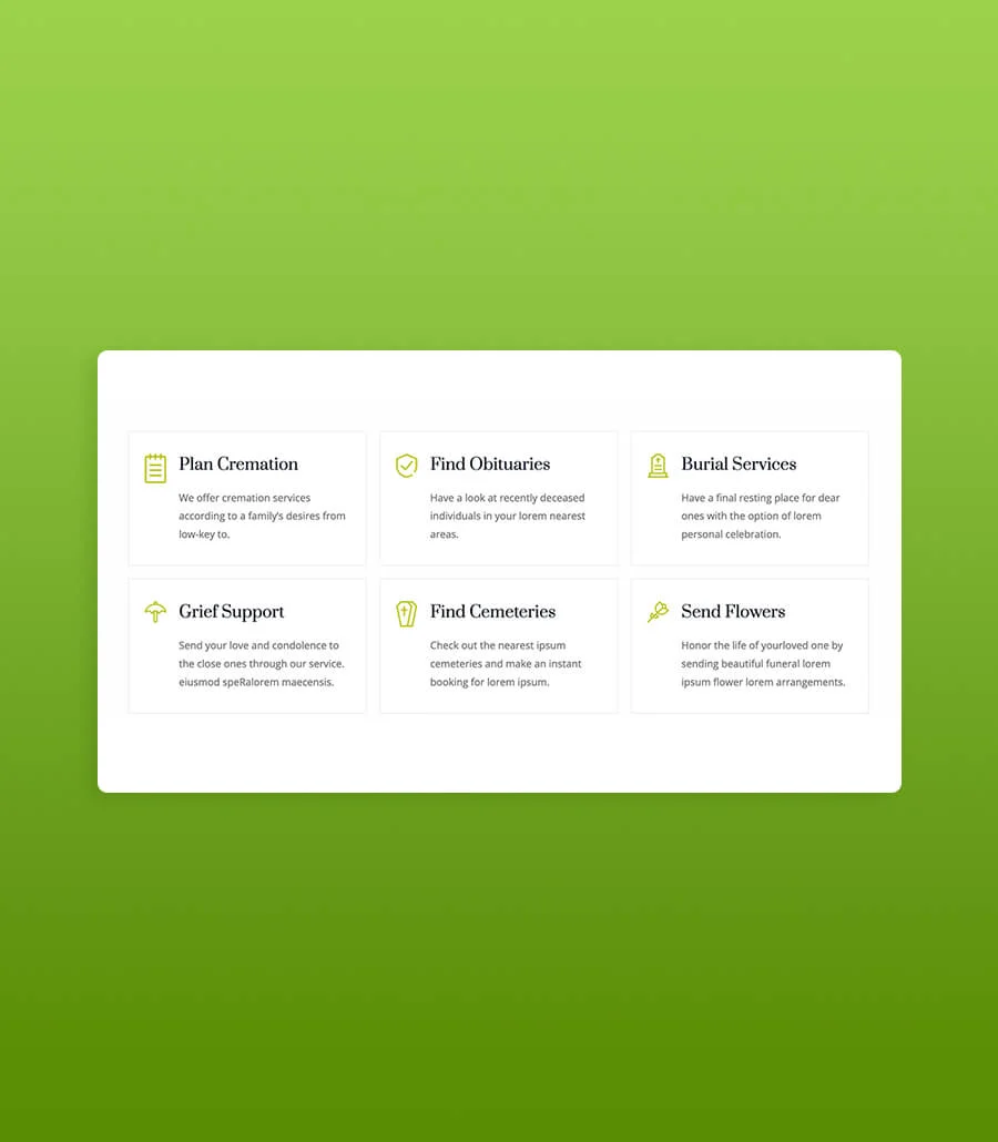 殡仪服务Gutenberg网站模板_一键导入快速建站插图7-WP资源海 Last Home Services Section For Gutenberg