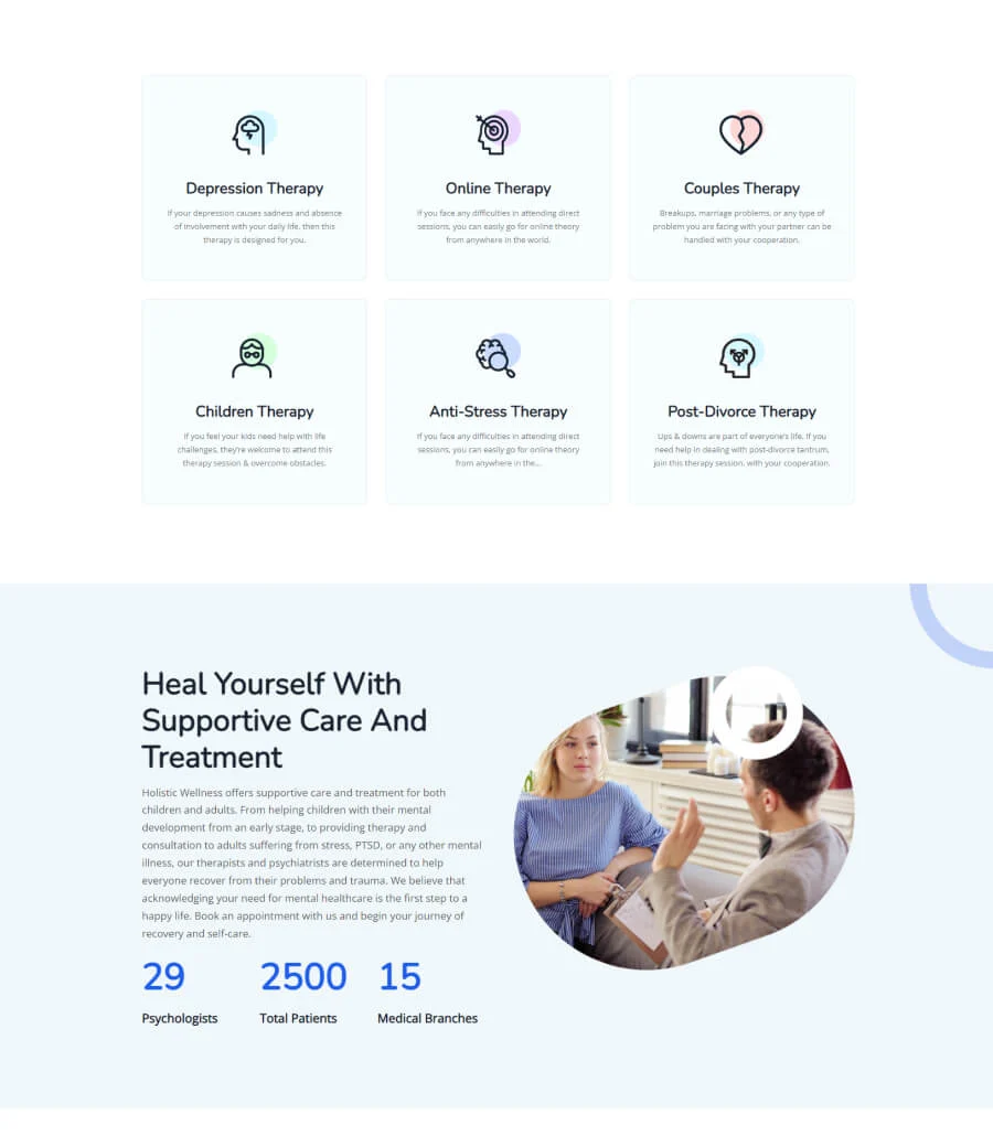 Holistic Wellness Services Page For Gutenberg
