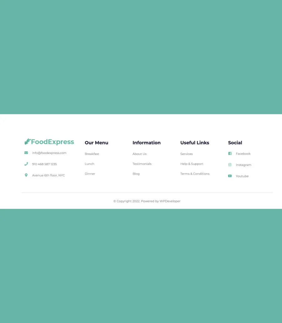 Food Express Footer Section For Gutenberg