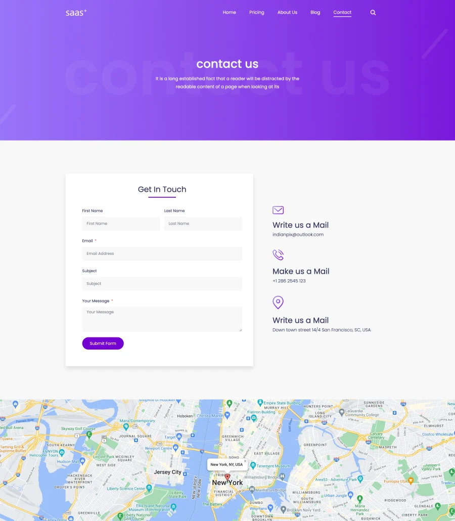 SaaS Starter Contact Page For Gutenberg