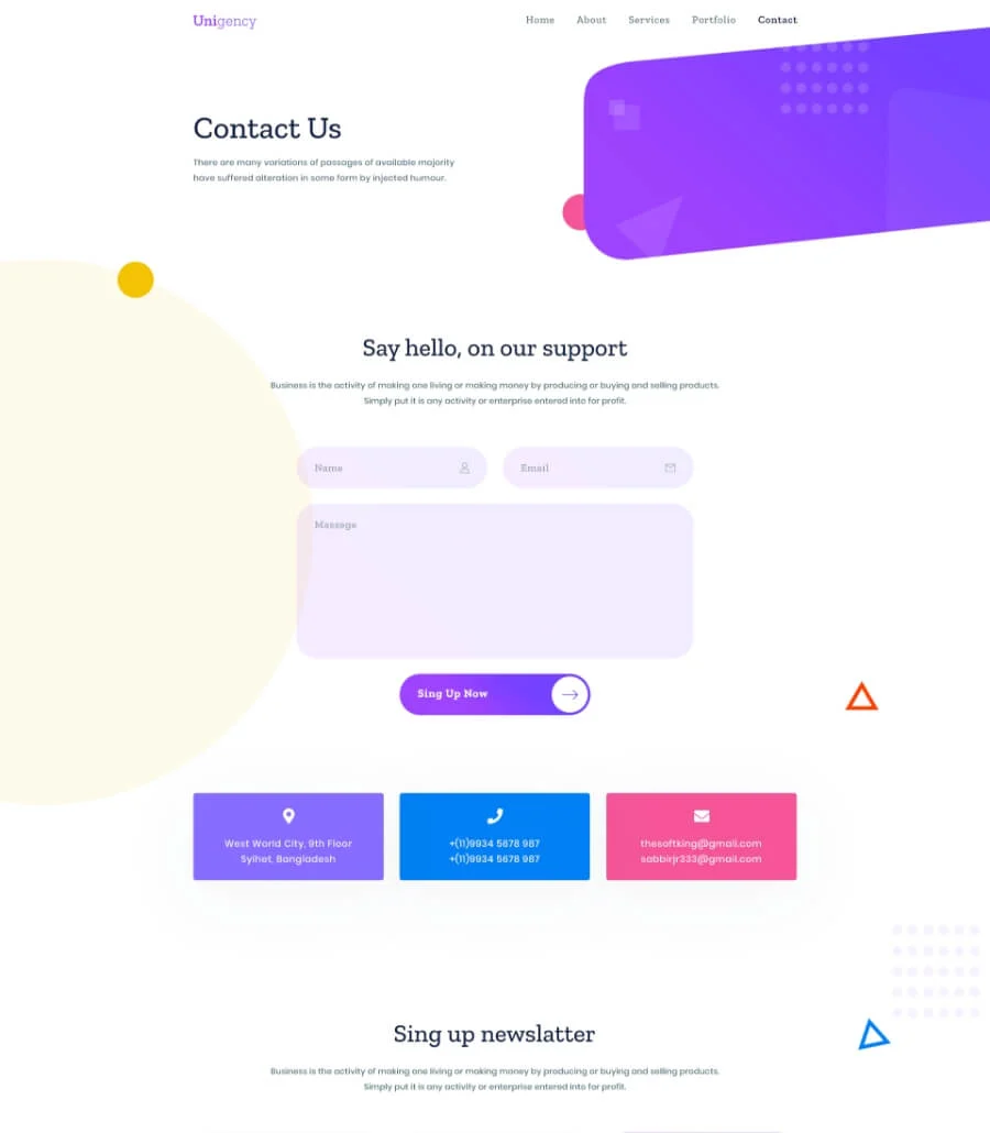 Unigency Agency Template Contact