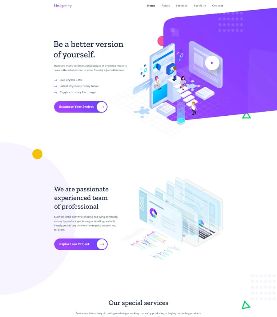 Unigency Agency Template Homepage