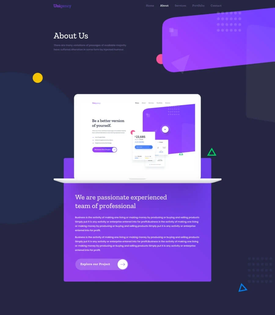 Unigency Agency Template About Dark