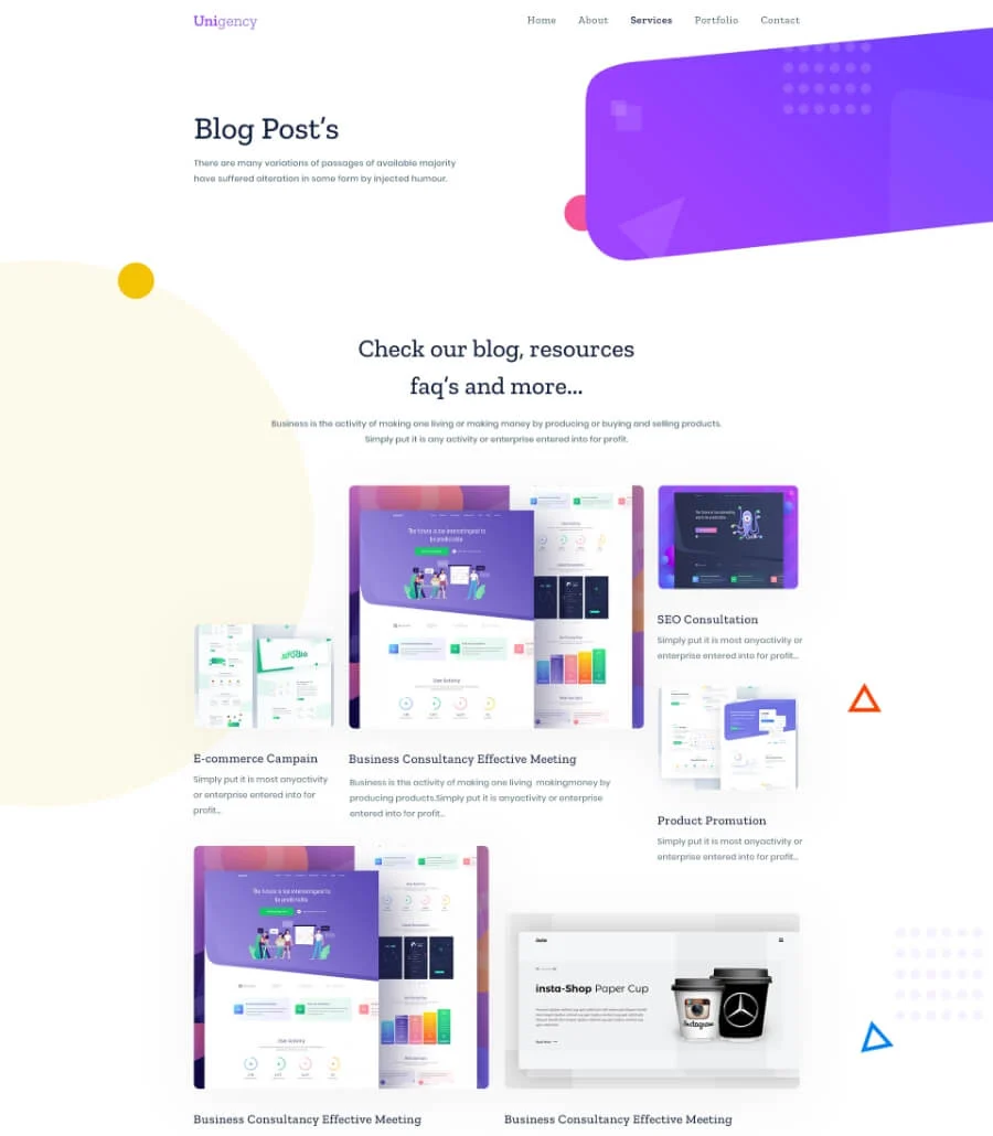 Unigency Agency Template Blog