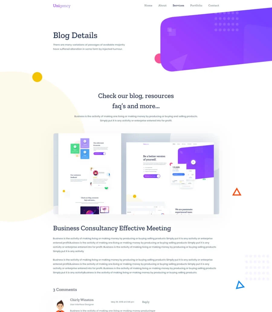 Unigency Agency Template Blog Details