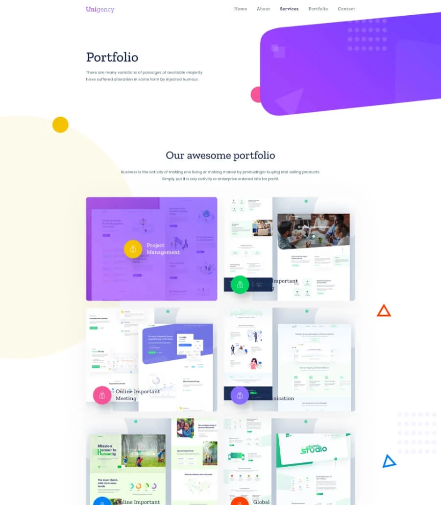 Unigency Agency Template Portfolio