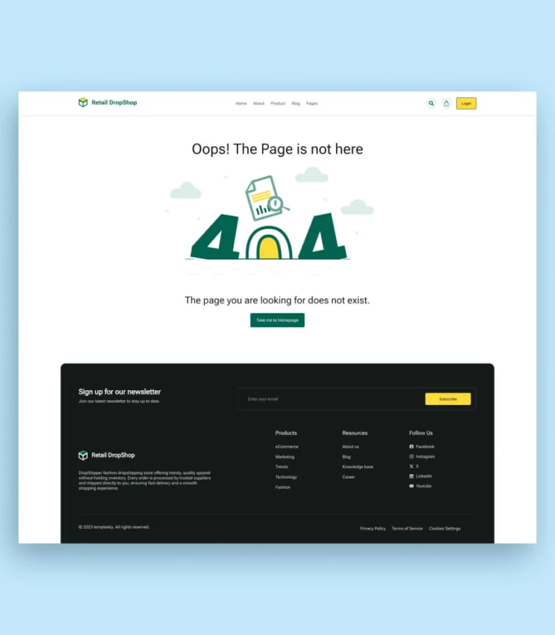 Retail DropShop Error page