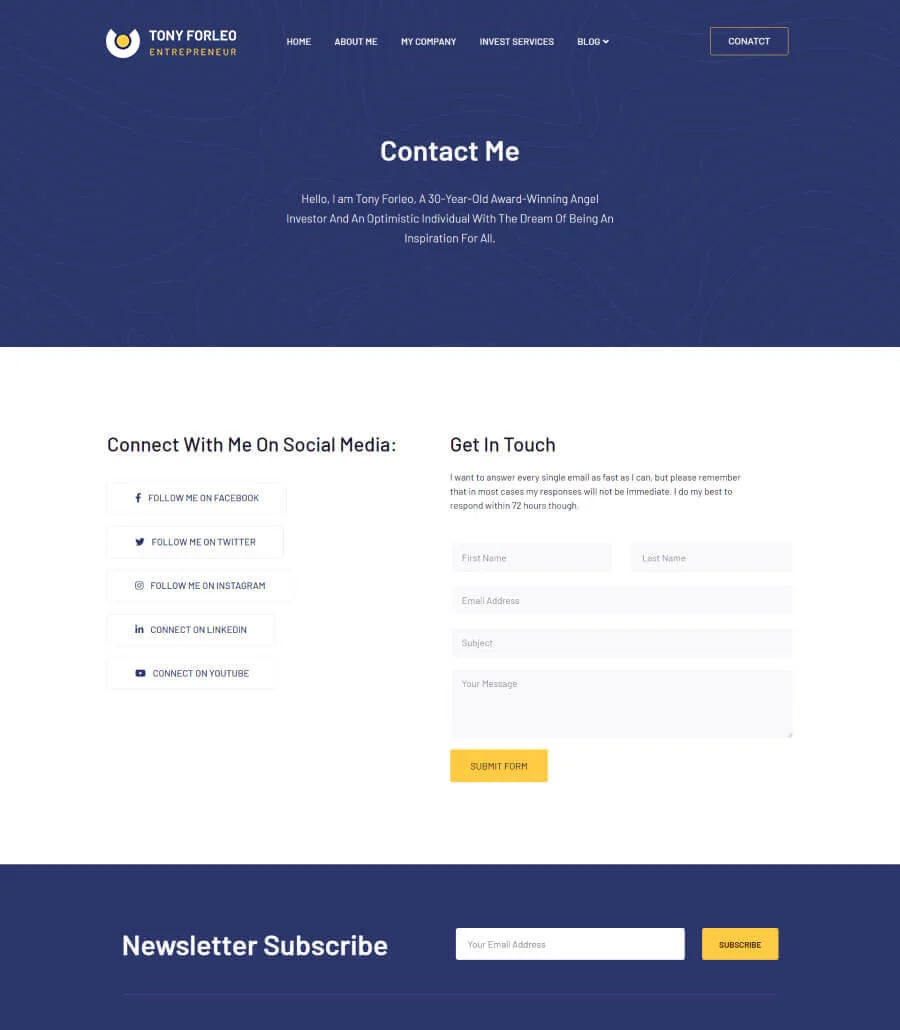 Tony Forleo Contact Page