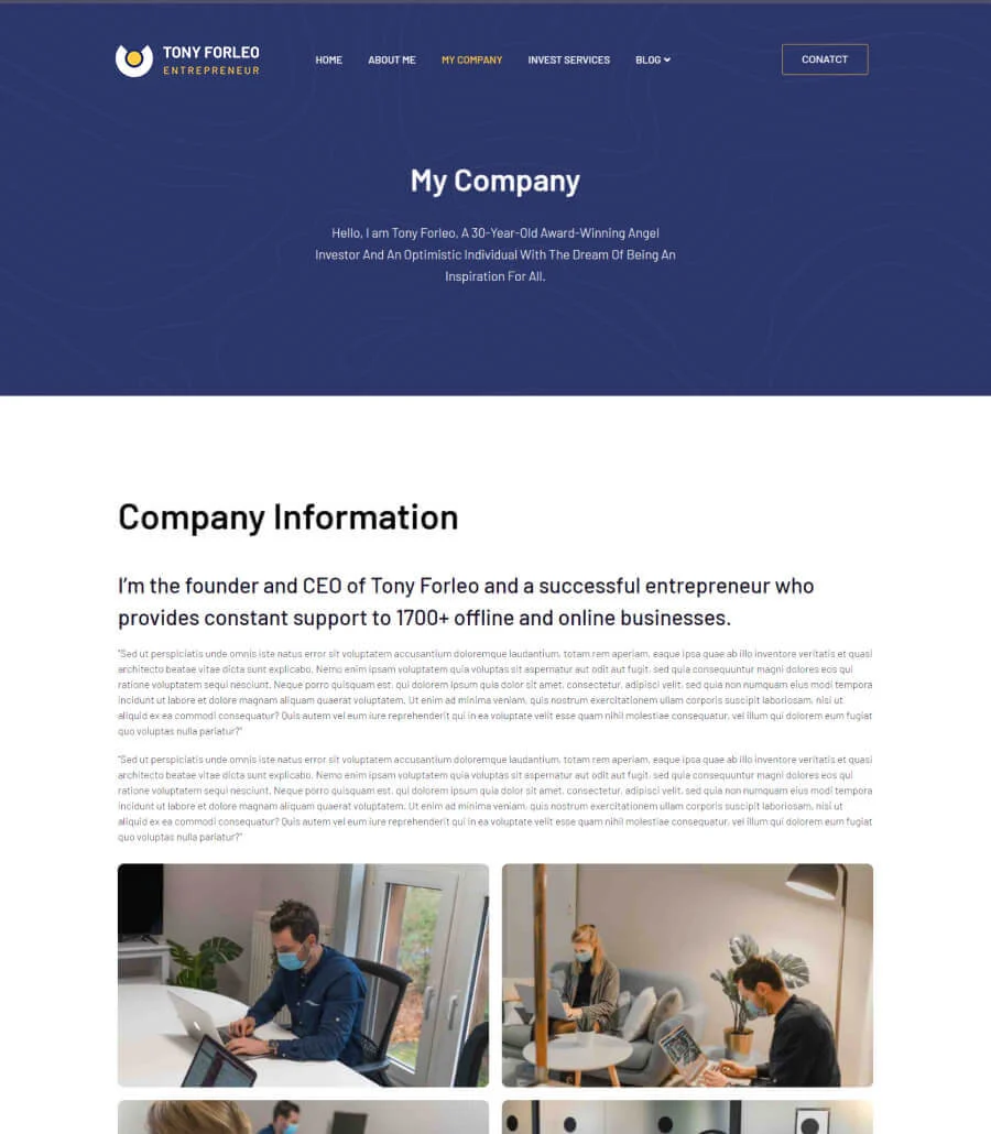 Tony Forleo My Company Page
