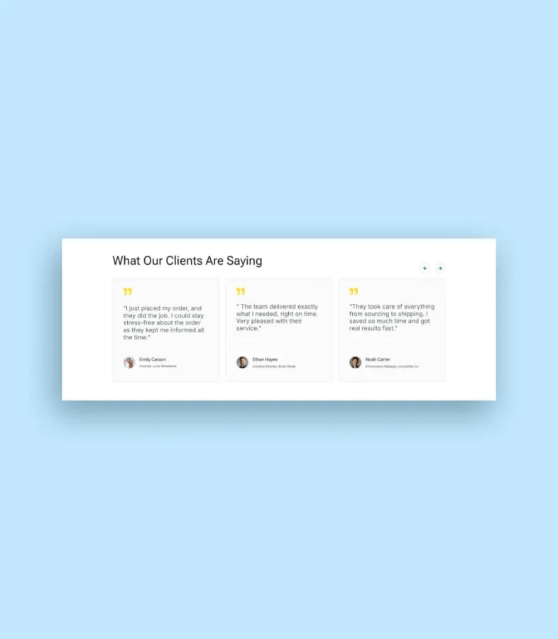 Retail DropShop Testimonial Section