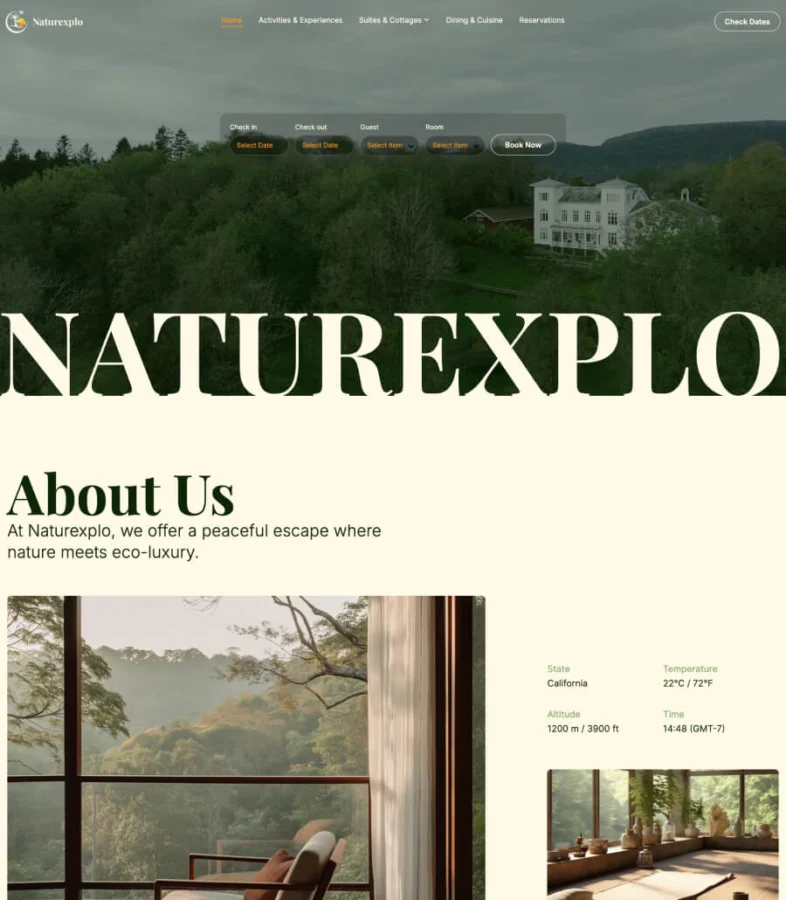 生态旅游Gutenberg网站模板_一键导入快速建站插图1-WP资源海 Naturexplo Landing Page for Gutenberg