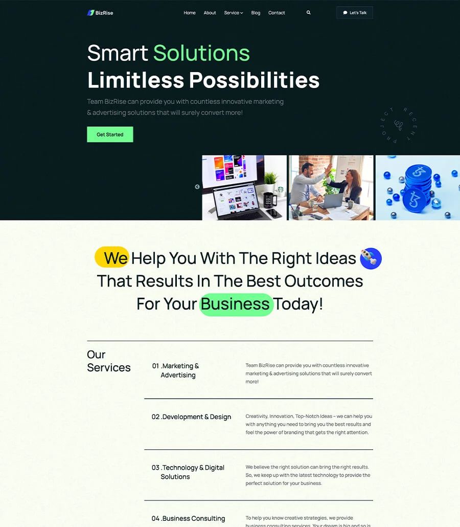 多用途机构Elementor网站模板_一键导入快速建站插图1-WP资源海 BizRise Home Page