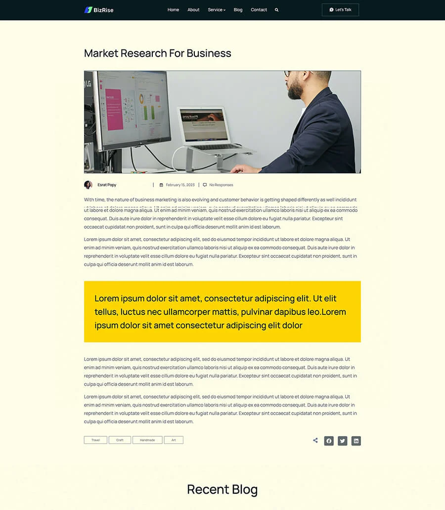 多用途机构Elementor网站模板_一键导入快速建站插图7-WP资源海 BizRise Blog Details Page